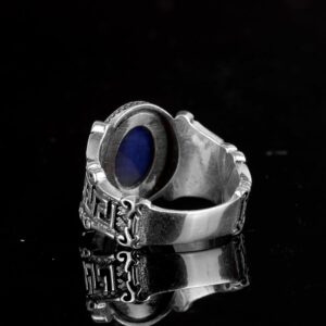 Gerçek Doğal Yıldız Safir Taşlı Yüzük, Yunan Anahtarı Yüzük, Sonsuzluk Yüzüğü, 925 Ayar Gümüş Yüzük - Görsel 7