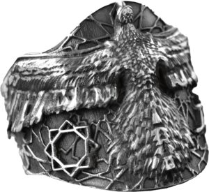 Erkekler için Ayarlanabilir Kanatlı Kartal Okçuluk Yüzüğü - 925 Ayar Gümüş - Görsel 1