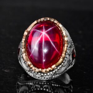 Gerçek Doğal Taş Yüzük - El Yapımı 925 Ayar Gümüş Yüzük - El Yapımı Yüzük (Yıldız Yakutu) - Görsel 6