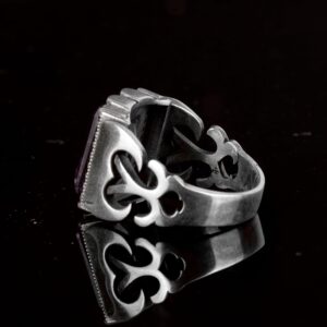 Gerçek Doğal Ametist Taşı Yüzük, 925 Ayar Gümüş Erkek Yüzük - Görsel 7