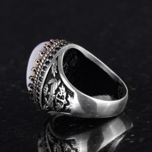 Gerçek Doğal Sedef Taş Yüzük - El Yapımı Kartal Yüzüğü - 925 Ayar Gümüş Yüzük - Görsel 7