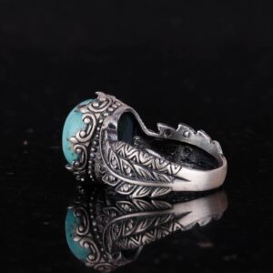 Doğal Arizona Turkuaz Taşlı Yüzük, 925 Ayar Gümüş Yüzük, Minimalist El Yapımı Yüzük (Model-5) - Görsel 7