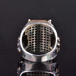 Gerçek Doğal Amazonit Taş Yüzük, Kral Yüzüğü, 925 Ayar Gümüş Yüzük Erkekler İçin - Görsel 6