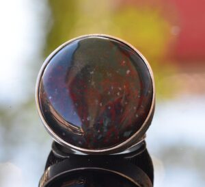 Gerçek Doğal Kan Taşı Yüzük, Katı Gümüş Yüzük, Bin Men Yüzük, Yeşil - Görsel 5