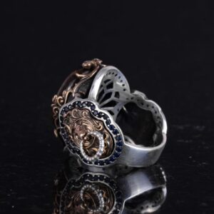 Aslan Yüzük, Doğal Bronzit Taş Yüzük - Cesur 925K Katı Gümüş Erkek Yüzük - Topraklama Gücü Tasarımı - Görsel 7