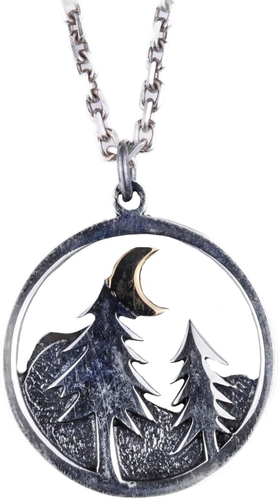 Sterling Gümüş Orman Kolye, Hilal Ay Tasarımı, El Yapımı Takı - Görsel 1