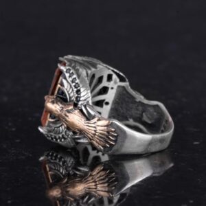 Erkekler için Kartal Sembollü Yapay Taş Yüzük, El Yapımı 925 Ayar Gümüş Yüzük - Koruma Sembolü (Yapılmış sultanit) - Görsel 7