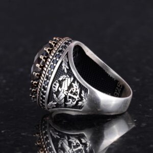 925 Ayar Gümüş Yüzük, Yapay Taş Yüzük, Kartal Sembollü Yüzük, El Yapımı Yüzük (Yapay dumanlı topaz) - Görsel 6