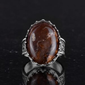 Gerçek Doğal Agat Taşı Yüzük - 925 Ayar Gümüş Yüzük Erkekler İçin - Görsel 4