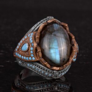 Gerçek Doğal Taş Yüzük - El Yapımı 925 Ayar Gümüş Yüzük (Labradorit) - Görsel 4