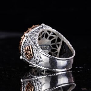 El Yapımı Taşlı Erkek Yüzük - 925 Ayar Gümüş Erkek Yüzük, Farklı ve Özgün Tasarım (Yapay Yeşil Paraiba) - Görsel 7