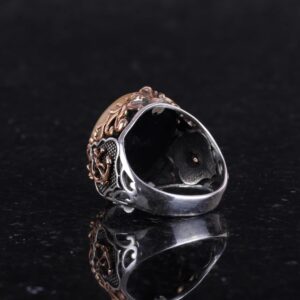 925 Ayar Katı Gümüş Erkek Yüzük, Sarı Akik Taşı Yüzük - El Yapımı Tasarım - Görsel 7