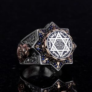 Erkek Süleyman Yüzüğü, Davud Yıldızı Mühür Sembolü, Hediye Erkekler İçin, Tılsım Yüzüğü, 925 Ayar Gümüş Erkek Yüzüğü - Görsel 4