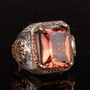 925 Ayar Gümüş Yüzük, Oluşturulmuş Sultanit Taşlı Erkek Yüzük - Görsel 5