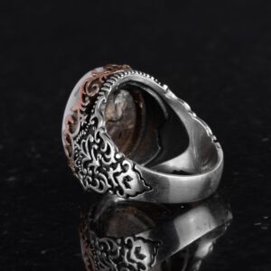 Gerçek Doğal Taş El Yapımı Yüzük - 925 Ayar Gümüş El Yapımı Yüzük - Şık Farklı Yüzük (Sedef) - Görsel 7