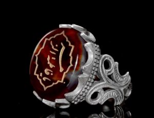 925 Ayar Gümüş Yüzük, İslami Yüzük, Doğal Akik Taşı - Görsel 5