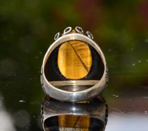 Gerçek Doğal Kaplan Gözü Taşlı Yüzük - 925 Ayar Gümüş Unisex Yüzük - Görsel 8