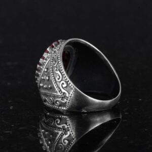 Gerçek Doğal Taş Yüzük, 925 Ayar Katı Gümüş Erkek Yüzüğü (Yakut) - Görsel 7