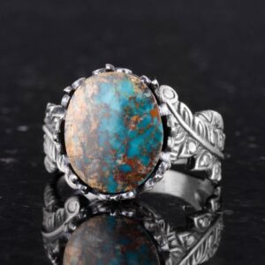 Gerçek Doğal Arizona Turkuaz Taş Yüzüğü, 925 Ayar Gümüş Yüzük, Minimalist El Yapımı Yüzük (Model-1) - Görsel 5