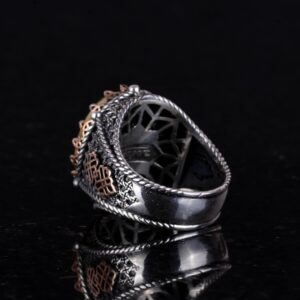 Gerçek Doğal Unakite Taşı Yüzük, El Yapımı 925K Sert Gümüş Erkek Yüzük, Sanatsal Tasarım - Görsel 6