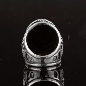 Erkekler için Zarif Taş Koleksiyonu: 925 Ayar Gümüş Büyük Yüzükler - Doğal Taş Seçimi (Pirita) - Görsel 8