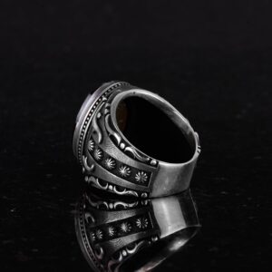 Yapay Taş Yüzük, 925 Ayar Gümüş Yüzük, Tasarım Gümüş Erkek Yüzüğü (Oniks Yapay Taş) - Görsel 6