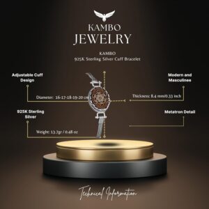 925 Ayar Gümüş Bilezik - Sembolik Oymalar ile Farklı Tasarımlarda Mevcuttur (KMBBRCLT, Metatron, KMBSYMB) - Görsel 5