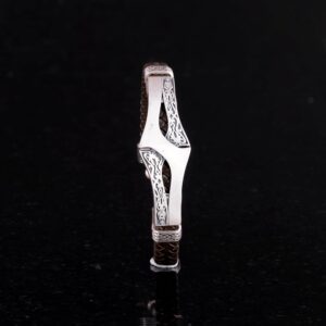 925 Ayar Gümüş Örgü Deri Bilezik - Erkekler İçin El Yapımı Bilezik - Görsel 2