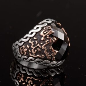 925 Ayar Gümüş Erkek İslami Yüzük Oniks Taşı ile - Müslüman Yüzük - Görsel 4