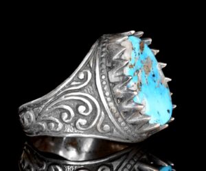 Doğal Arizona Turkuaz Taşı, Sterlin Gümüş Erkek Yüzük - Görsel 4