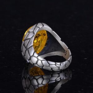 Erkekler için Lüks 925 Ayar Gümüş Yapay Taş Yüzükler - Çeşitli Koleksiyon (Bal Amberi Yapay Taş) - Görsel 5