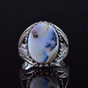 Yemeni Ağaç Taşlı Yüzük, İslami Zülfikar Kılıç Tasarımı, 925 Ayar Gümüş Erkek Yüzüğü - Görsel 3