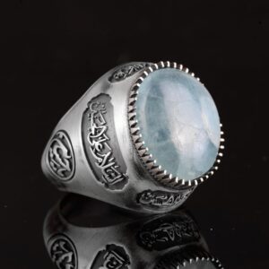 Gerçek Doğal Kan Taşı Yüzük, El Yapımı Yüzük, İslami Yüzük, 925 Ayar Gümüş Yüzük - Görsel 6