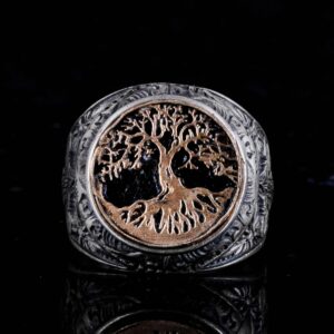 Ağaç Hayatı Yüzüğü - 925 Ayar Gümüş Yüzük Erkekler İçin - Doğa Severler Yüzükleri - Görsel 2