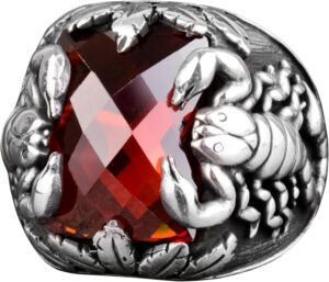 El Yapımı Yüzük, 925 Ayar Gümüş Yüzük, Yapay Garnet Taşlı Yüzük - Görsel 1