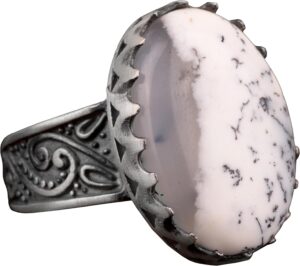Sterling Gümüş Erkek Yüzük, Dendrit Agat Doğal Taş - Görsel 1