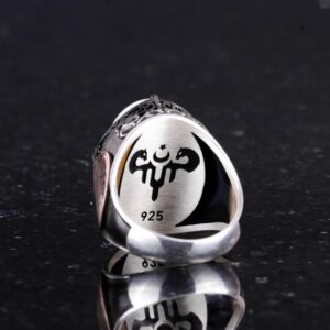 David Yıldızı Yüzüğü, Doğal Sedef Taşlı Yüzük - 925 Ayar Gümüş Yüzük - Görsel 7