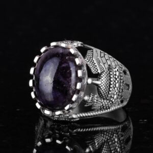 925 Ayar Katı Gümüş Erkek Yüzük, Taşlı Erkek Yüzük (Mavi Safir) - Görsel 3