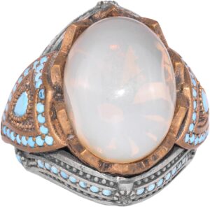 925 Ayar Gümüş Yüzük ile Gerçek Oval Opal Taşı - Dikkat Çekici Takı Parçası - Görsel 1