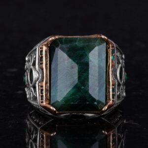 925 Ayar Gümüş Yüzük - Gerçek Doğal Taş Yüzük - El Yapımı Yüzük (Zümrüt) - Görsel 4