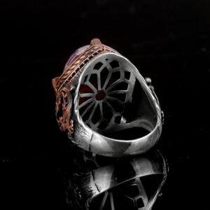 Gökkuşağı Doğal 7 Farklı Taşlı Gümüş Yüzük, 925 Ayar Gümüş Erkek Yüzük, Çok Renkli Gümüş Yüzük - Görsel 6