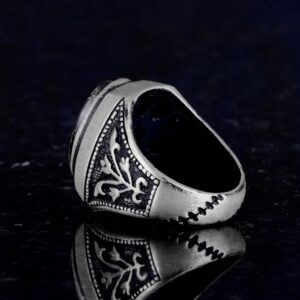 Amerikan Baş Şef Yüzüğü - Doğal Kırmızı Akik Taşı Yüzüğü - 925 Ayar Gümüş Yüzük - Oymalı Taş Yüzük - Görsel 6