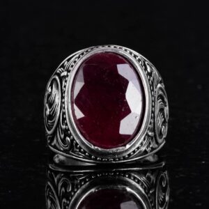 Doğal Yakut Taşlı Yüzük - 925 Ayar Gümüş Yüzük Erkekler İçin, Farklı Yüzük - Görsel 4