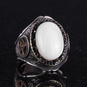 925K Katı Gümüş Erkek Yüzük, Doğal Sedef Taşla - El Yapımı Şıklık - Görsel 4