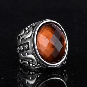 Sultanite Yapay Taş Yüzük, 925 Ayar Gümüş Yüzük, Tasarım Gümüş Erkek Yüzüğü - Görsel 5