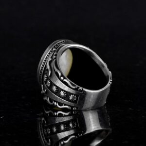 Yapay Taş Yüzük, 925 Ayar Gümüş Yüzük, Tasarım Gümüş Erkek Yüzüğü (Kristal Yapay Taş) - Görsel 6