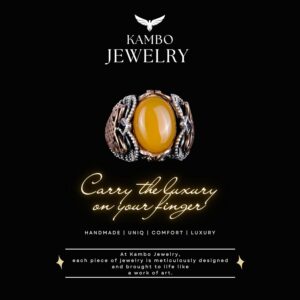 Doğal Sarı Akik Taşlı El Yapımı Yüzük, 925 Ayar Gümüş Yüzük Erkekler İçin - Görsel 4