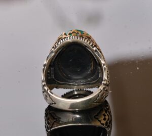 925 Ayar Gümüş Yüzük - Semboller Yüzüğü - Yeşil Akik Taşı Yüzük (Akrep) - Görsel 8