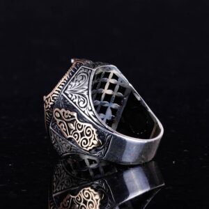 Doğal Zümrüt Taşlı Yüzük - 925 Ayar Gümüş Yüzük Erkekler İçin, Farklı Yüzük - Görsel 7