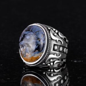 Doğal Pietersite Taşlı Yüzük, 925 Ayar Sert Gümüş Yüzük Erkekler İçin, Tasarım Gümüş Erkek Yüzüğü - Görsel 6